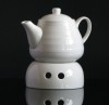 Teekanne mit Stövchen "WHITE" aus Keramik 0,8 Liter (weiß)